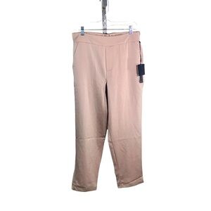 One 5 One Women’s Small Satin Beige Dress Pants Straight Tapered Leg Pockets New